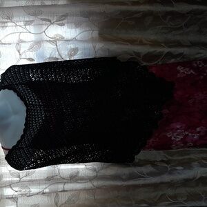 Talbots L/XL Black Knit Shawl.